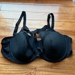 Adore Me black bra with crisscross details